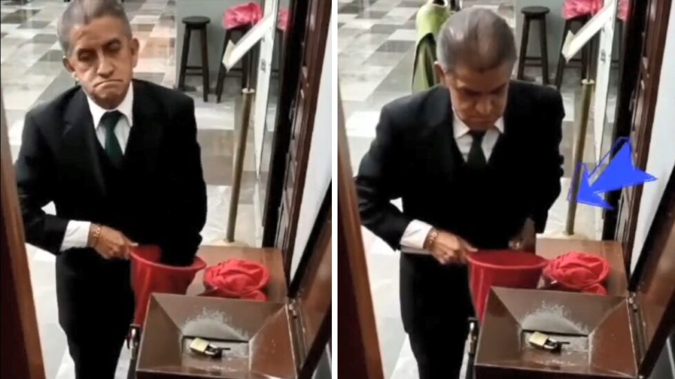 Cámaras de seguridad exhiben a un trabajador de la Catedral de Tehuacán sustrayendo dinero de las limosnas recolectadas.