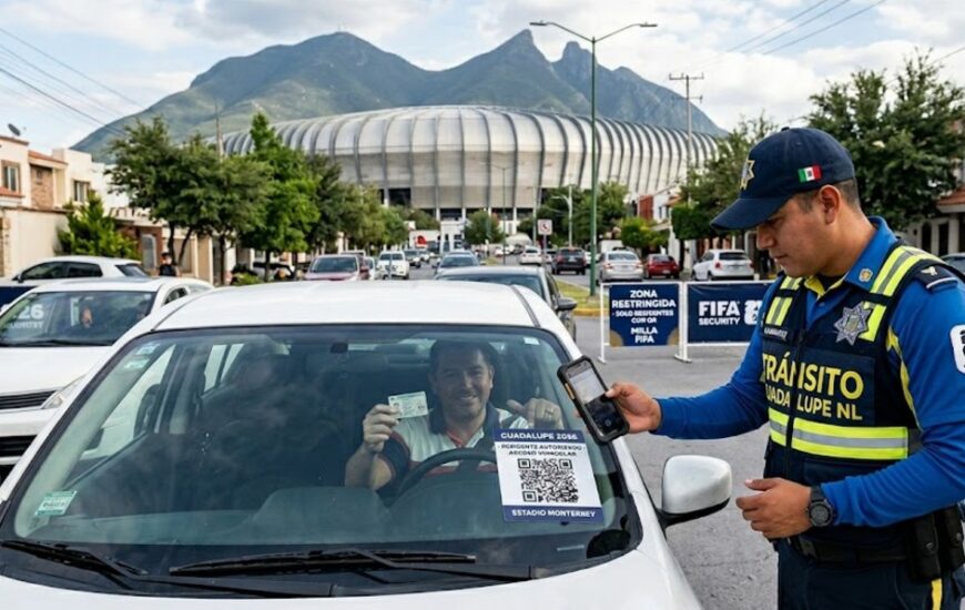 El alcalde Héctor García busca minimizar problemas de tráfico con identificadores QR para residentes del Estadio de Monterrey.