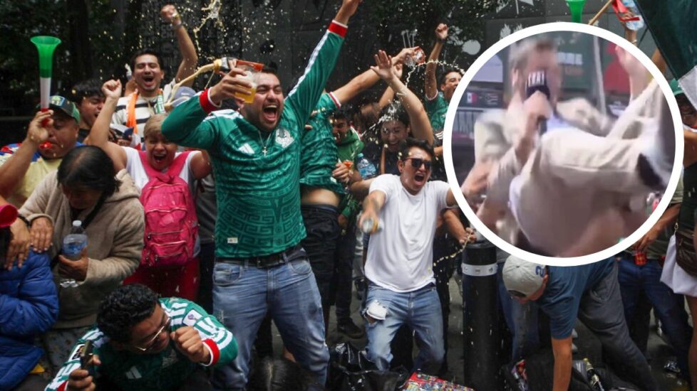 Los fanáticos mexicanos brindan un cálido recibimiento a un reportero italiano durante una emocionante celebración.
